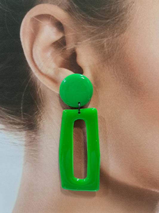 Boucles clips Rectangle GM vert THIERRY JOO