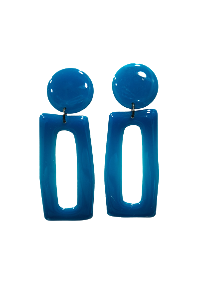Boucles clips Rectangle GM bleu turquoise THIERRY JOO