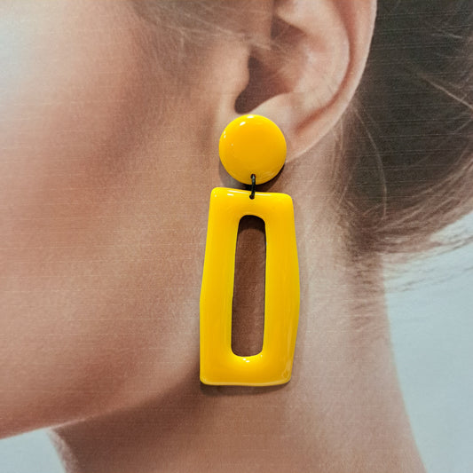 Boucles clips Rectangle GM jaune THIERRY JOO
