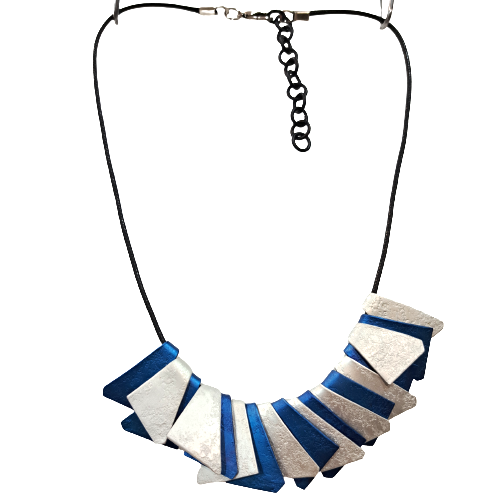 Collier Triangles bleu et blanc OANA MILLET