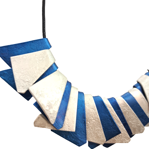 Collier Triangles bleu et blanc OANA MILLET