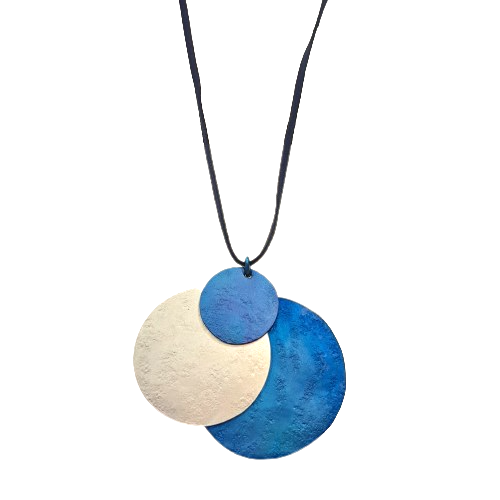Collier sautoir Lunes bleu blanc OANA MILLET