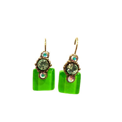 Boucles dormeuses Carré vert NATHALIE BORDERIE
