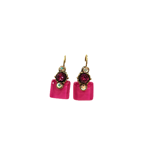 Boucles dormeuses Carré rose NATHALIE BORDERIE
