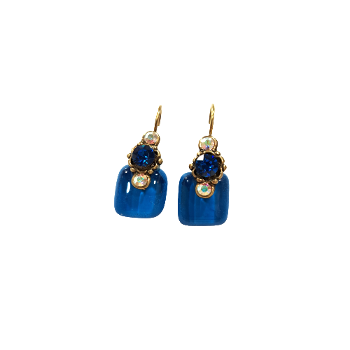 Boucles dormeuses Carré bleu NATHALIE BORDERIE