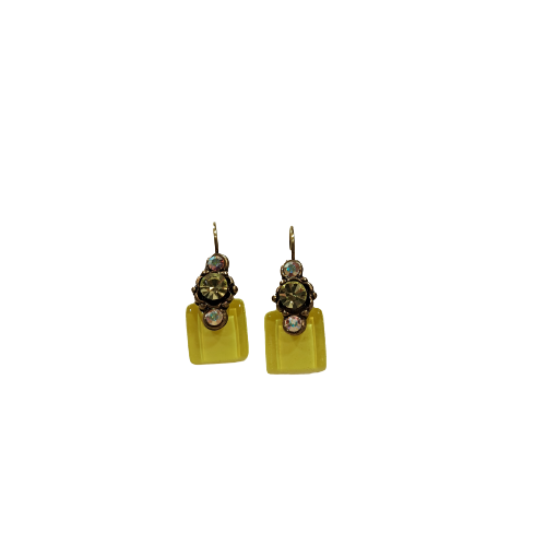 Boucles dormeuses Carré jaune NATHALIE BORDERIE