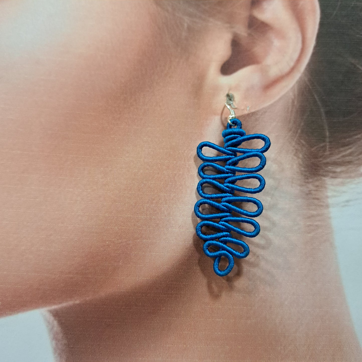 Boucles percées Feuille GM bleu turquoise NAF BIJOUX