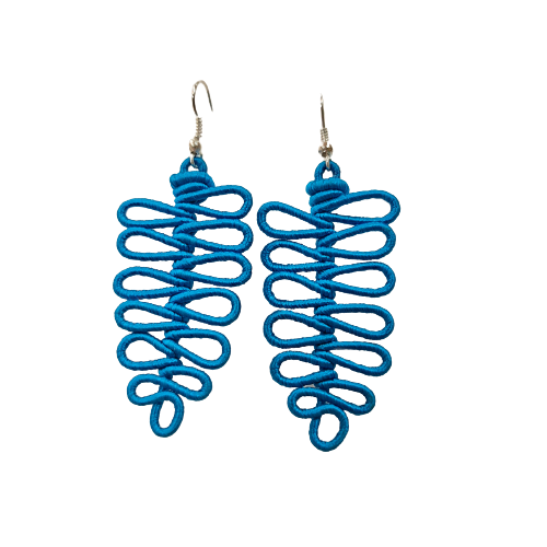 Boucles percées Feuille GM bleu turquoise NAF BIJOUX