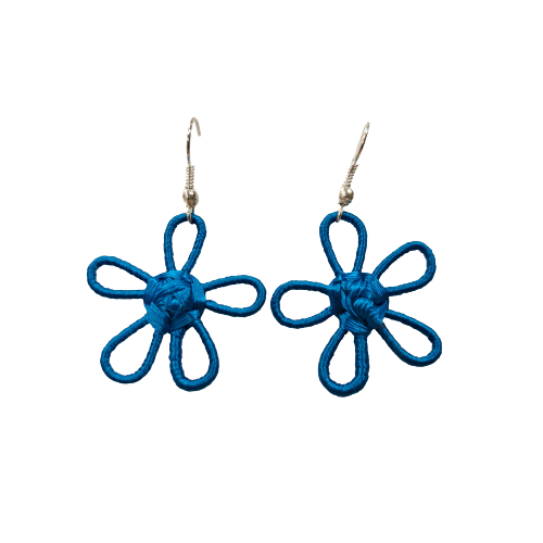 Boucles percées Marguerite bleu turquoise NAF BIJOUX