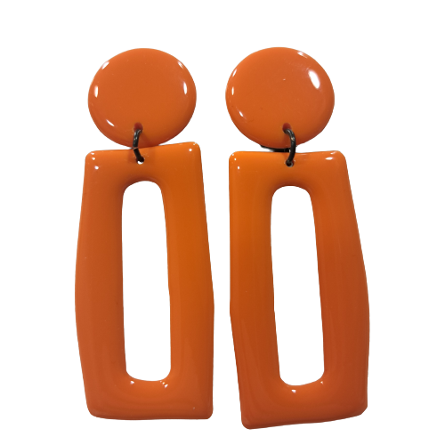 Boucles clips Rectangle GM orange THIERRY JOO