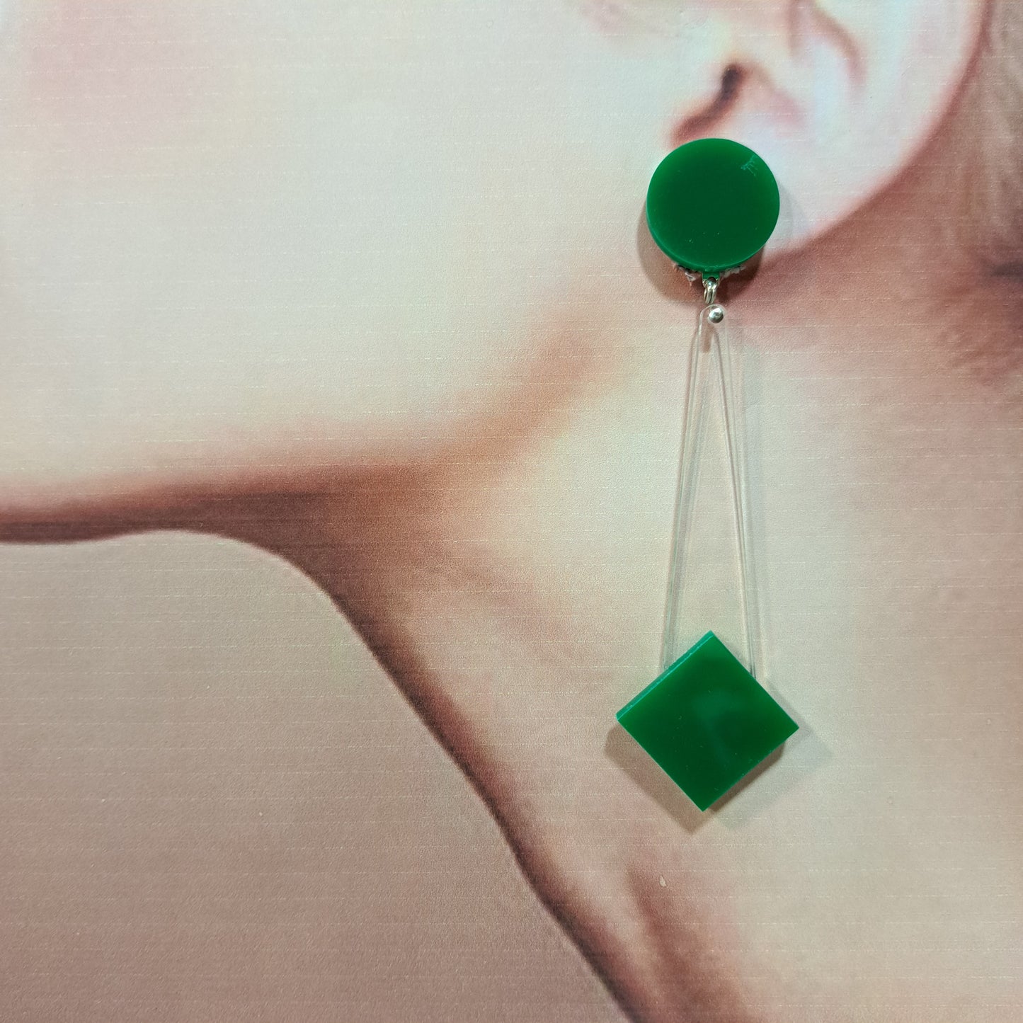 Boucles clips Losange vert FORMESPAZIO