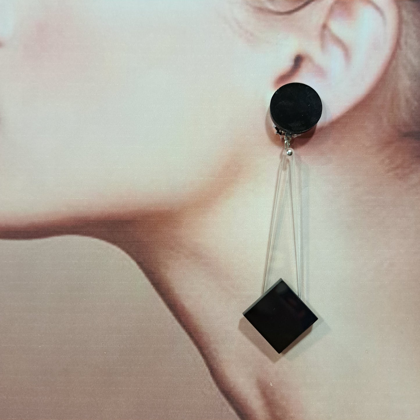 Boucles clips Losange noir FORMESPAZIO