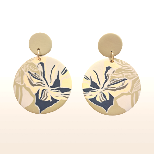 Boucles percées Rond kaki marine LULU BIJOUX