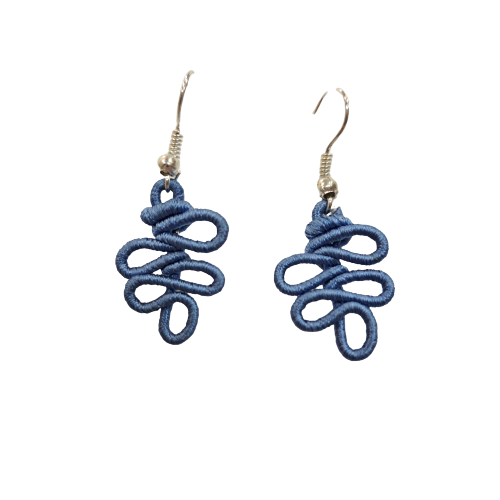 Boucles percées Feuille PM bleu Jean NAF BIJOUX