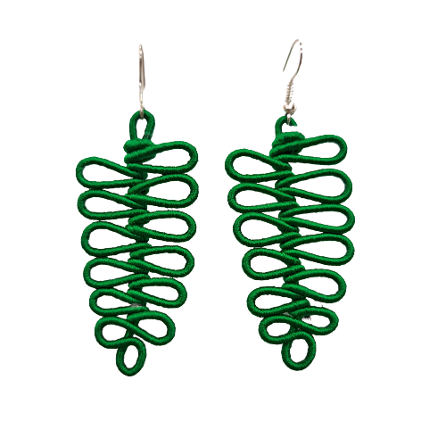 Boucles percées Feuille GM vert NAF BIJOUX