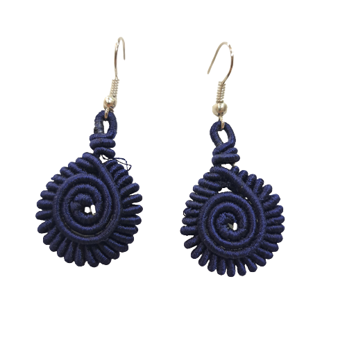 Boucles percées Médaillon PM bleu marine NAF BIJOUX