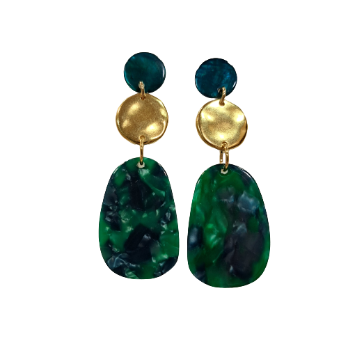 Boucles clips Patchwork bleu vert LA PETITE SARDINE