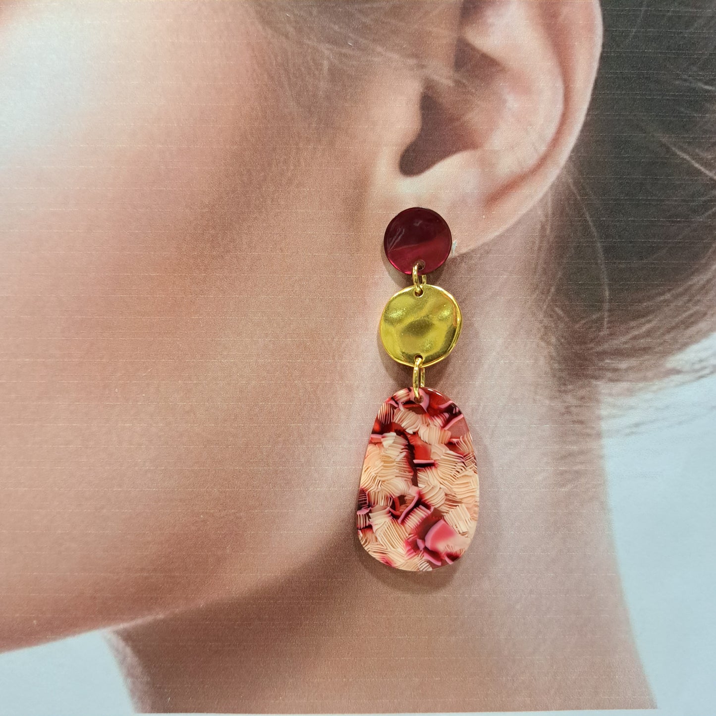 Boucles clips Patchwork rose LA PETITE SARDINE