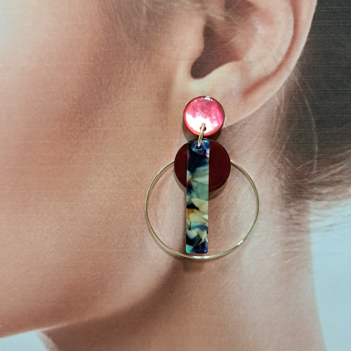 Boucles clips Sidonie rose framboise argent LA PETITE SARDINE