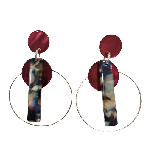 Boucles clips Sidonie rose framboise argent LA PETITE SARDINE