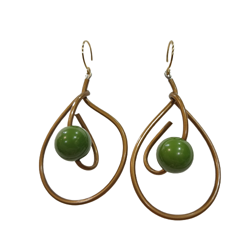 Boucles percées Nuage perle bronze kaki SAMUEL CORAUX