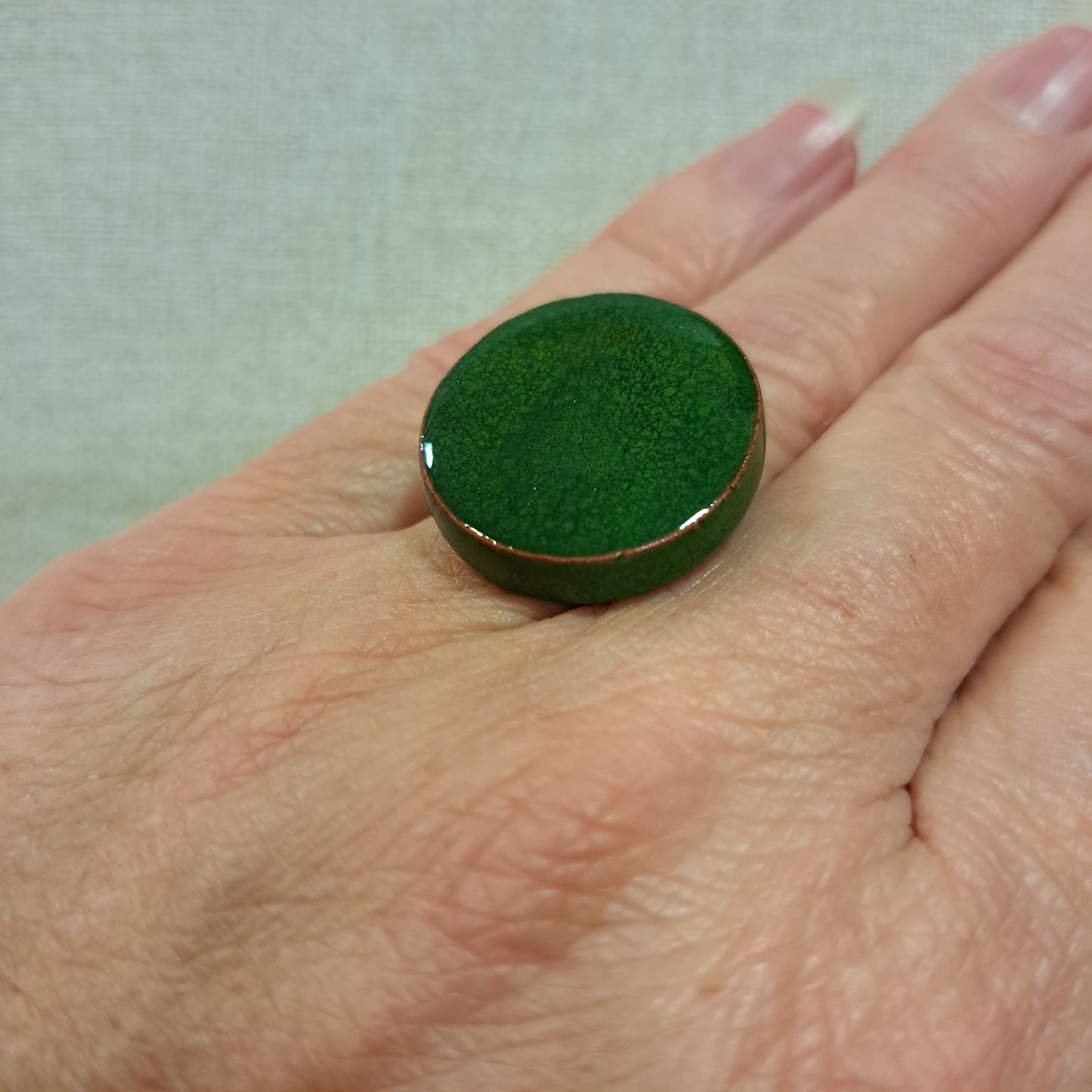 Bague Cubik ronde vert forêt CHRISTINE ALLOING