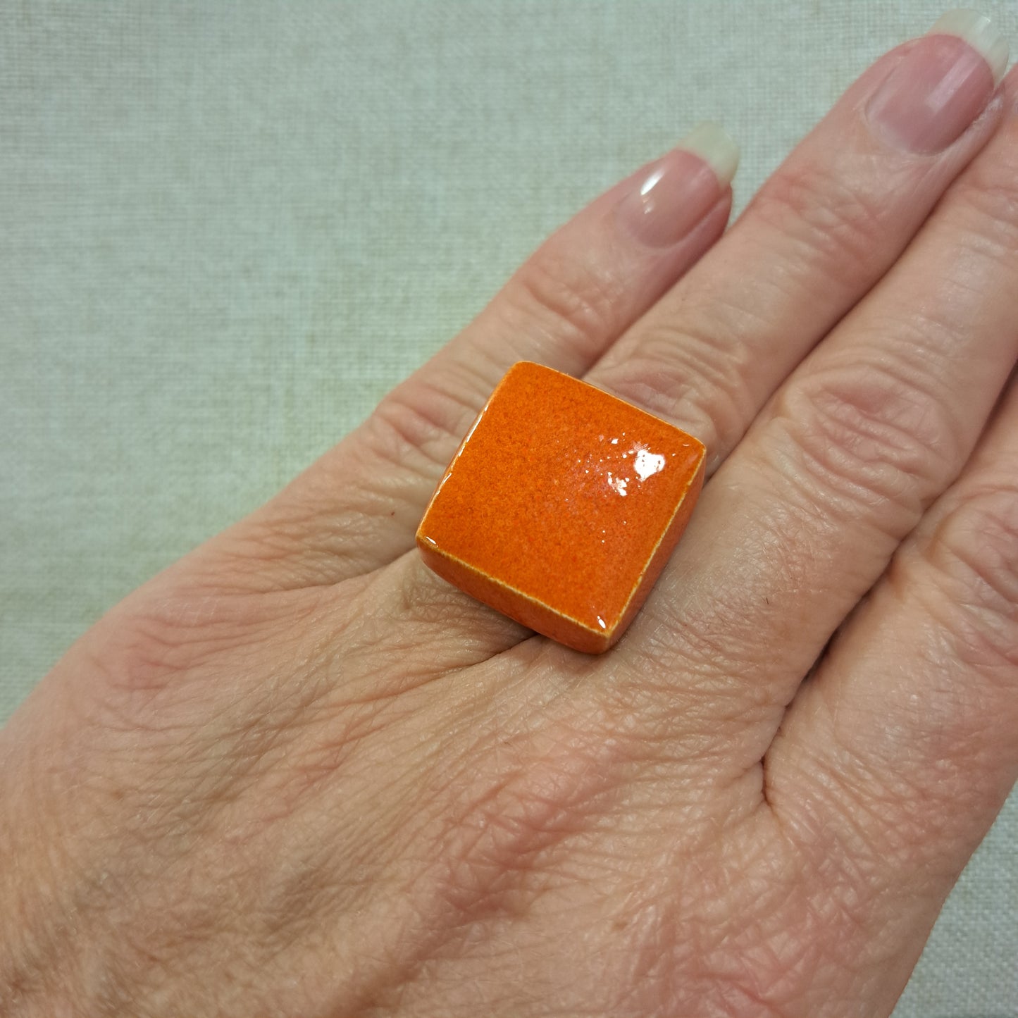 Bague Cubik carrée orange CHRISTINE ALLOING