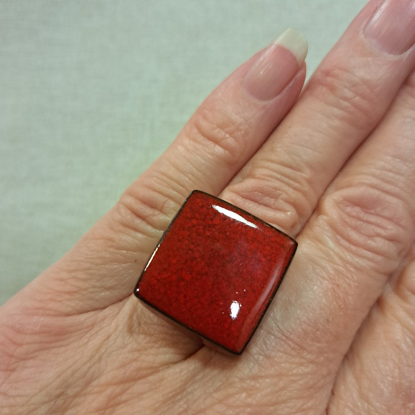 Bague Cubik carrée rouge CHRISTINE ALLOING