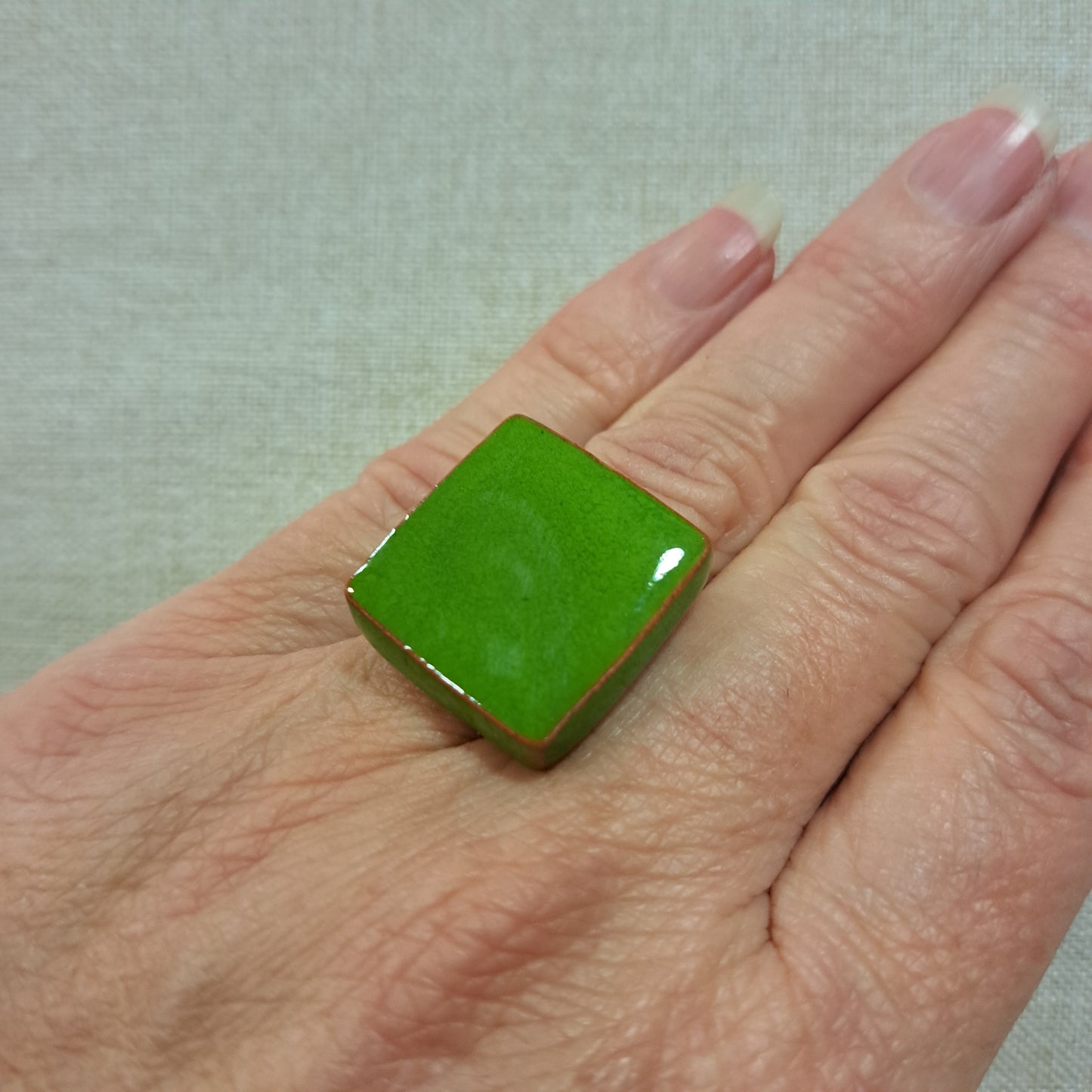 Bague Cubik carrée vert CHRISTINE ALLOING