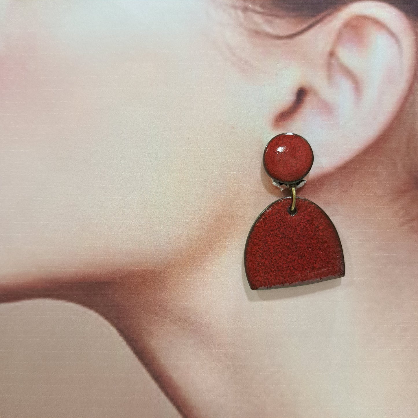 Boucles clips Pop GM rouge CHRISTINE ALLOING