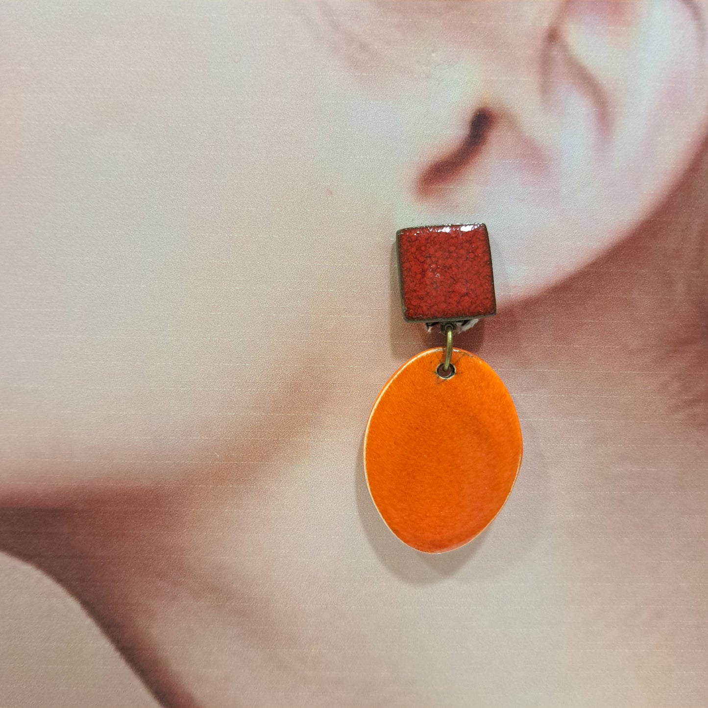 Boucles clips Pop PM rouge orange CHRISTINE ALLOING