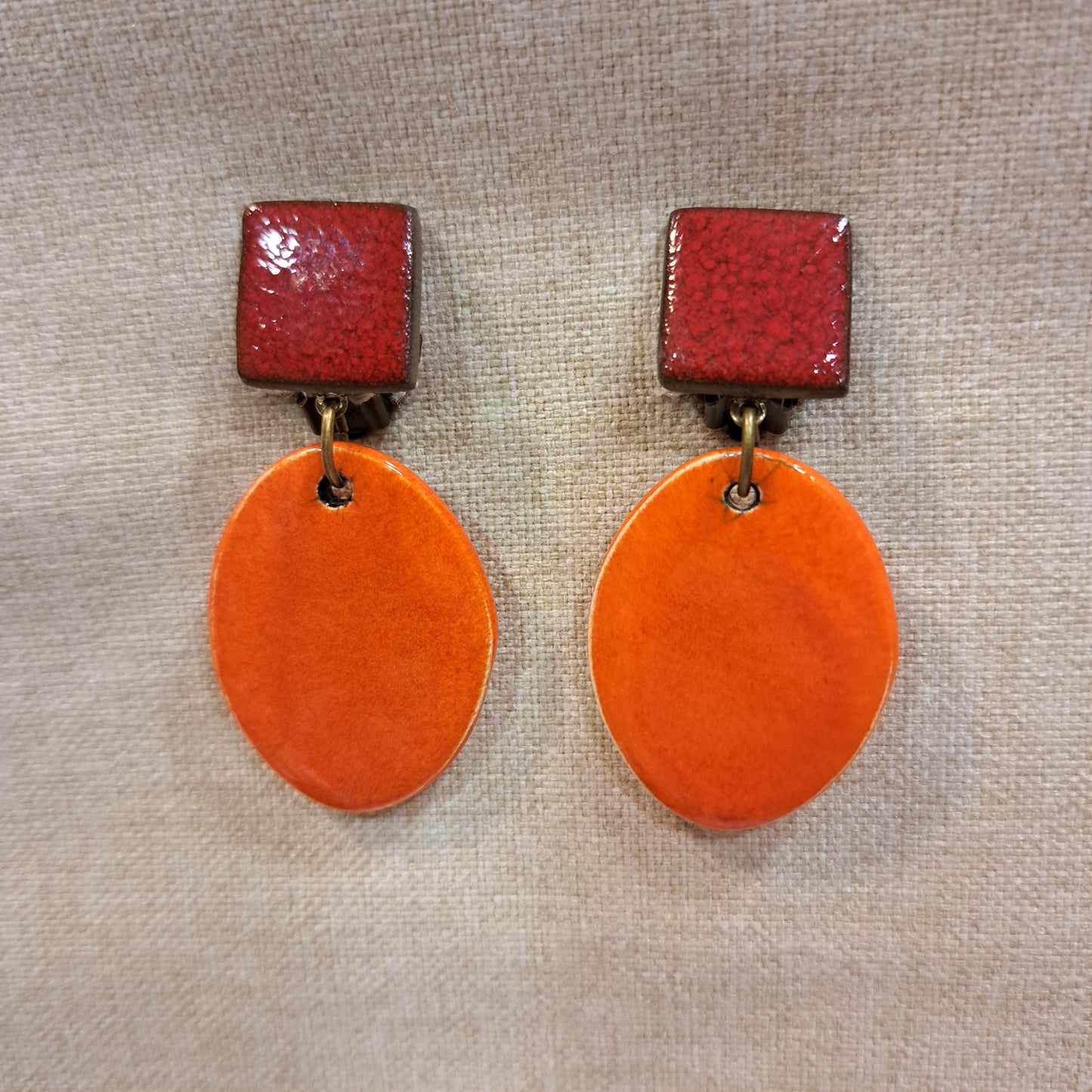 Boucles clips Pop PM rouge orange CHRISTINE ALLOING