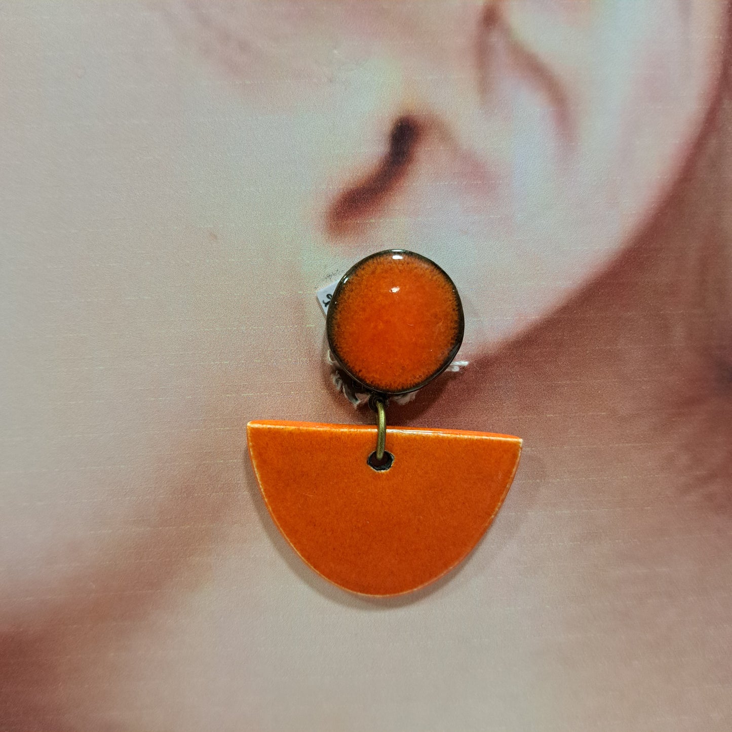 Boucles clips Recto-Verso orange CHRISTINE ALLOING
