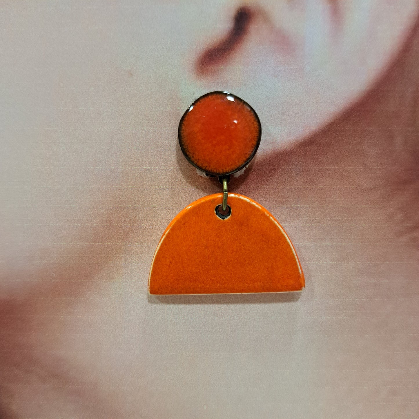 Boucles clips Recto-Verso orange CHRISTINE ALLOING