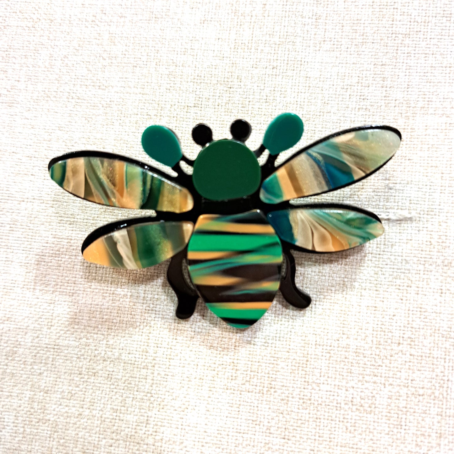 Broche Abeille rose vert Fancy F