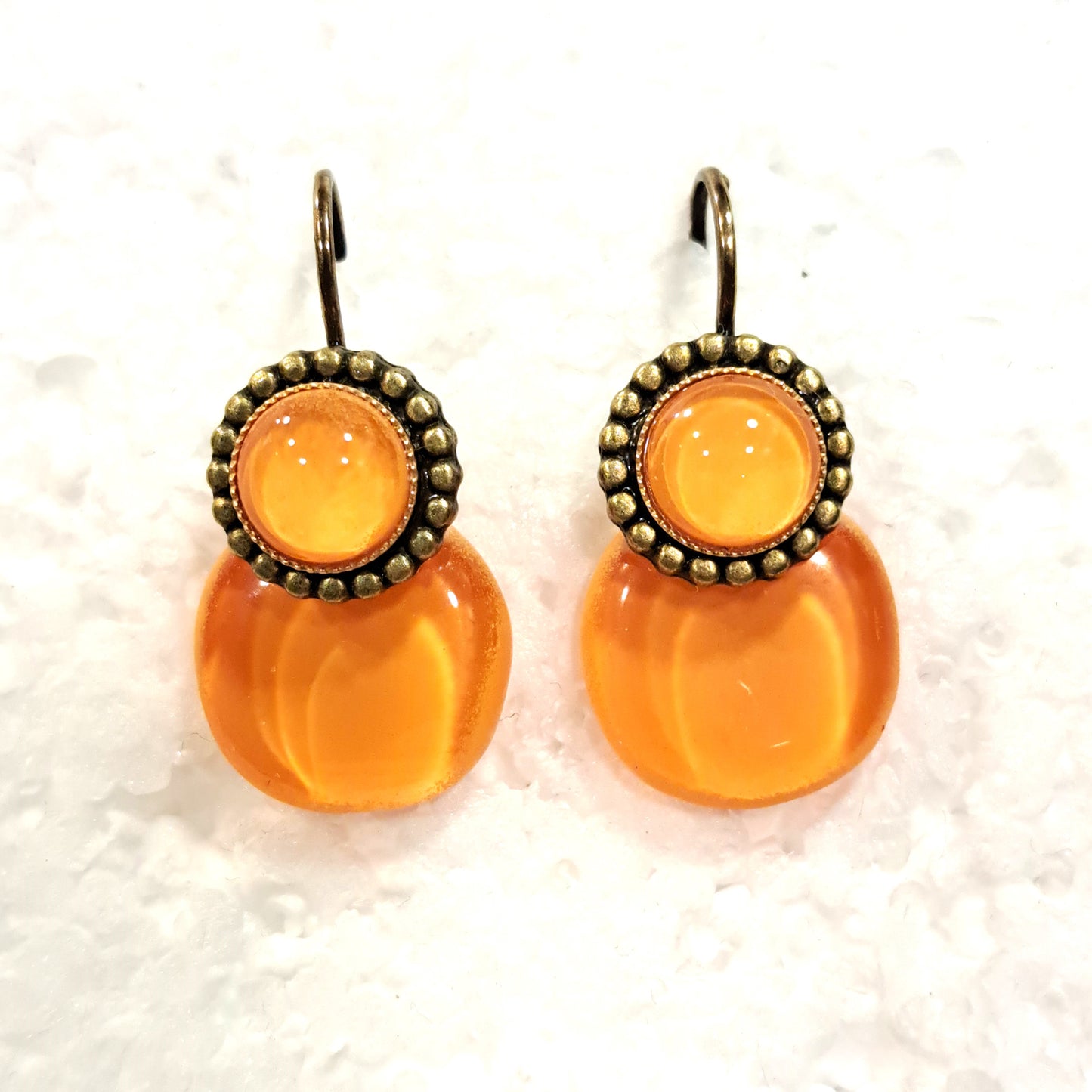 Boucles dormeuses Fleurs orange NATHALIE BORDERIE