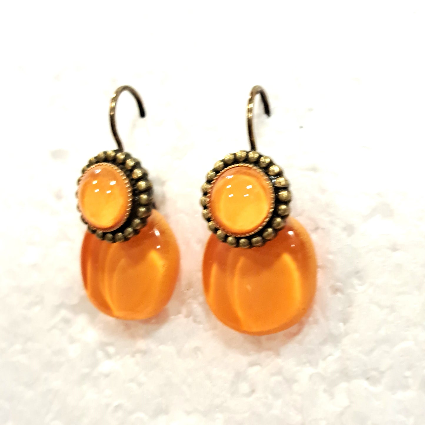 Boucles dormeuses Fleurs orange NATHALIE BORDERIE