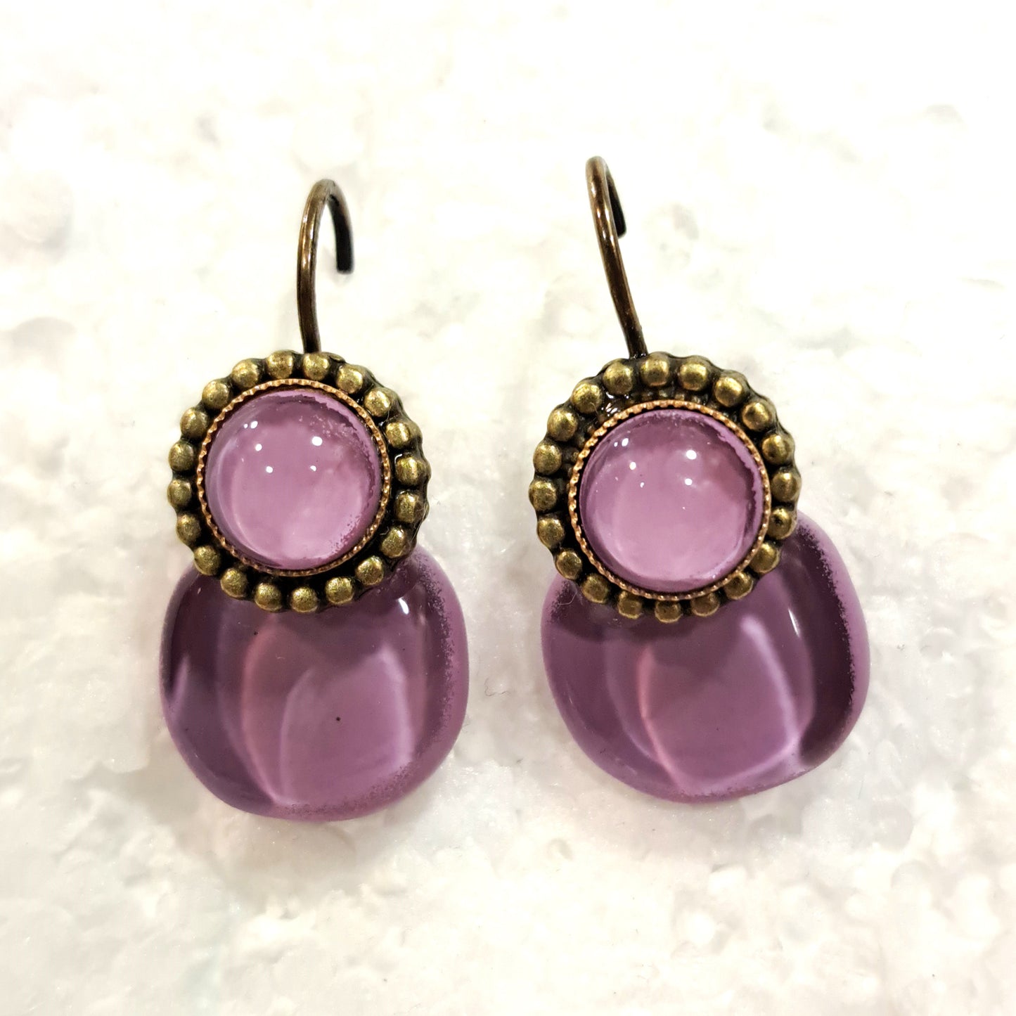 Boucles dormeuses Fleurs parme NATHALIE BORDERIE