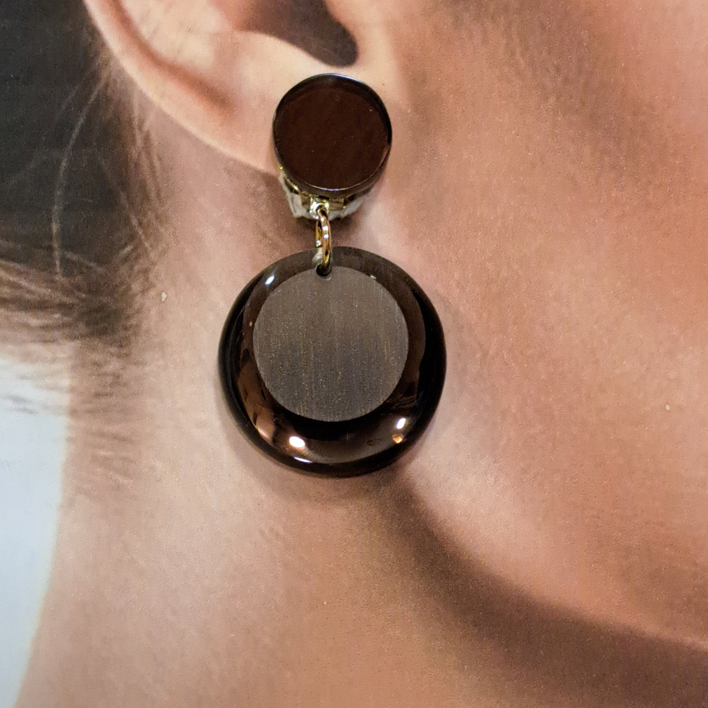 Boucles clips Toscane pendante marron VITO