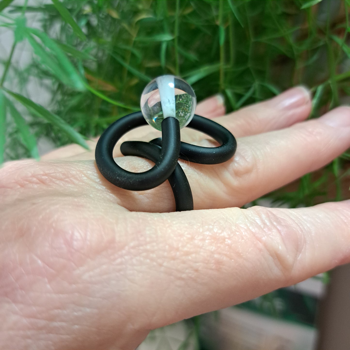 Bague Arteum noir transparent SAMUEL CORAUX