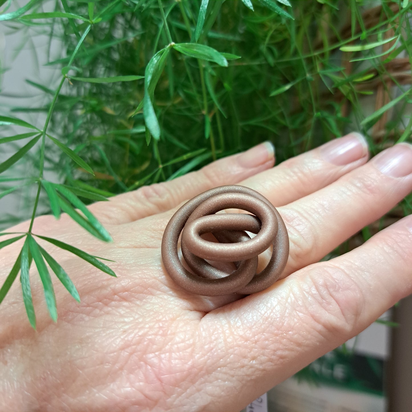 Bague Zig marron glacé nacré SAMUEL CORAUX