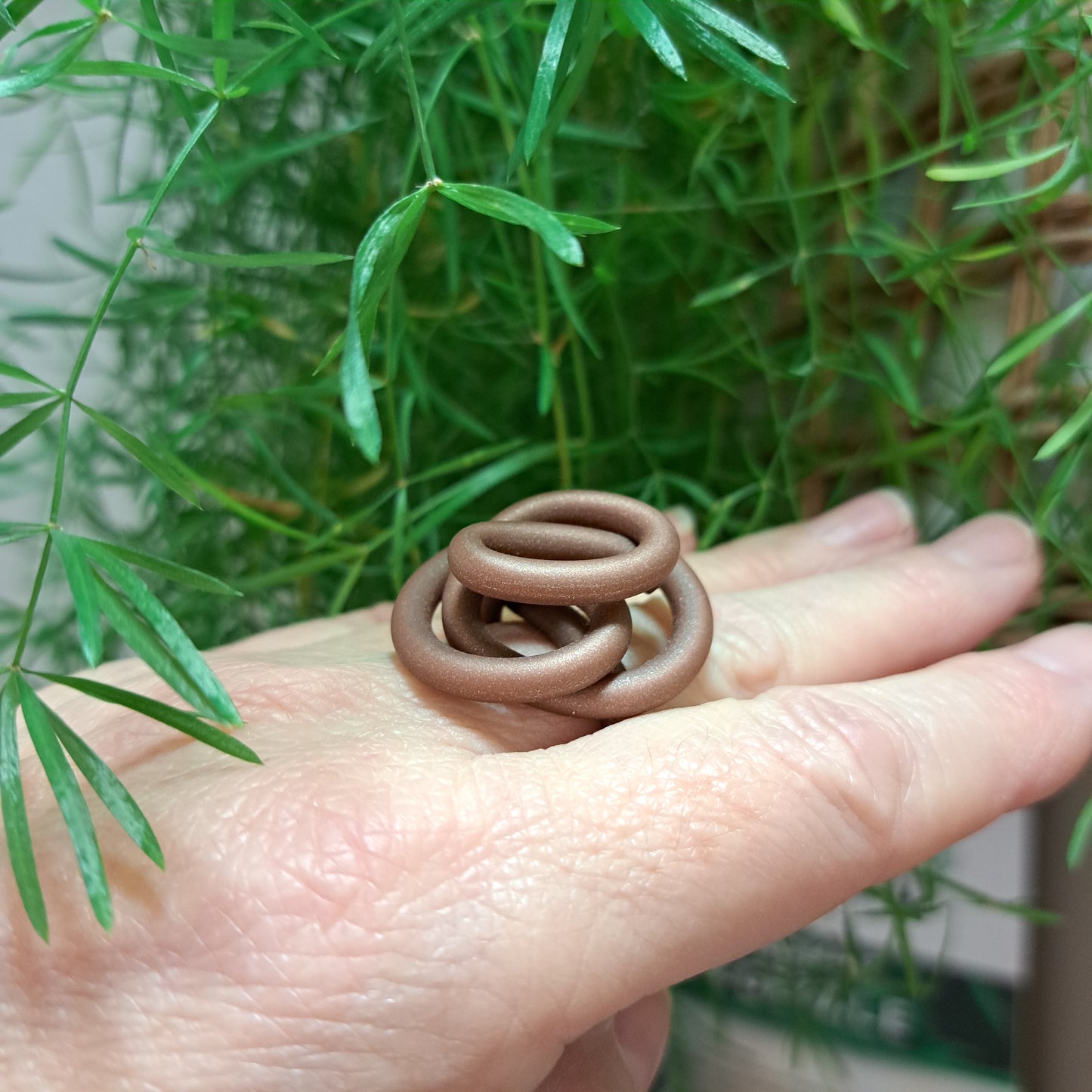 Bague Zig marron glacé nacré SAMUEL CORAUX