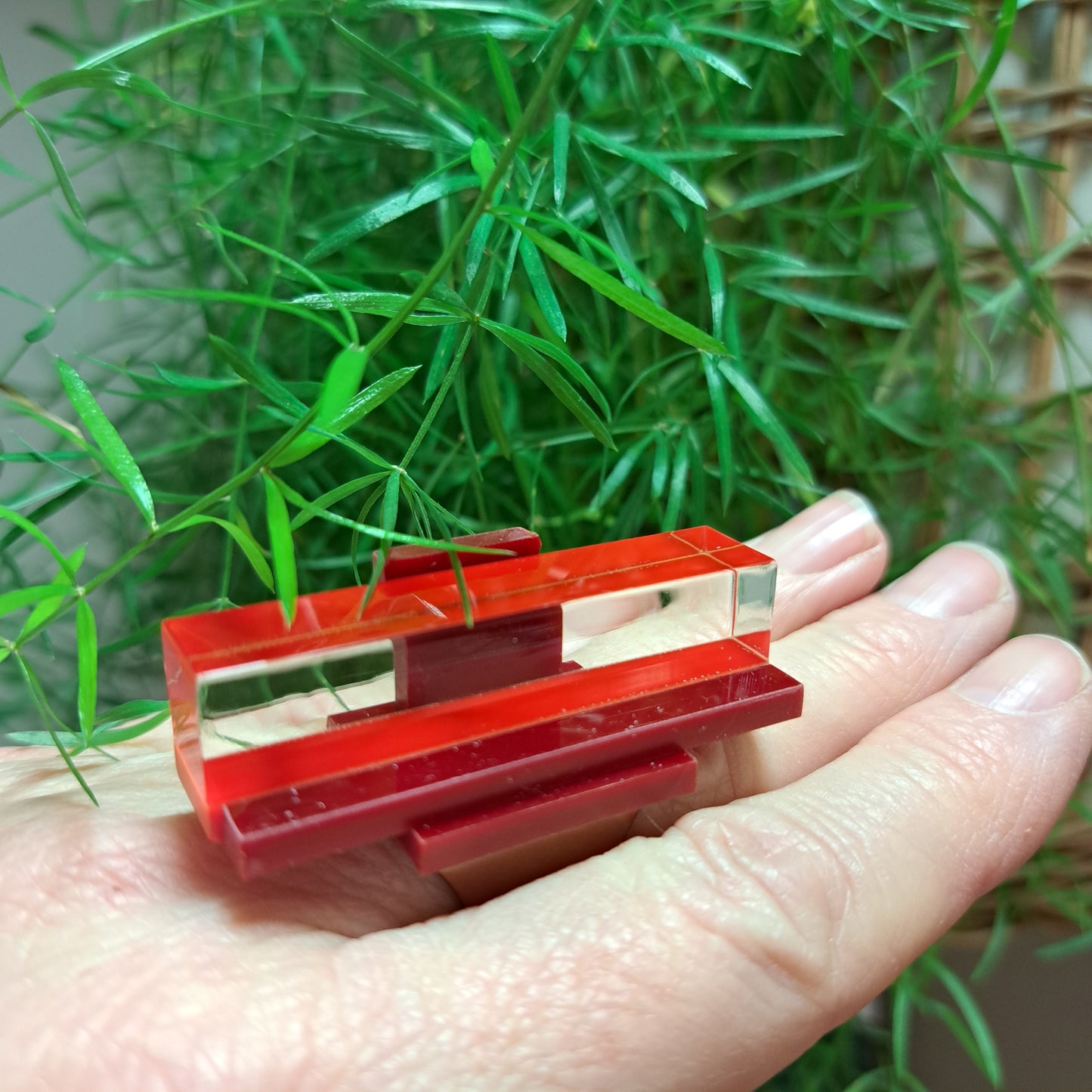 Bague Parallèle PM rouge FORMESPAZIO