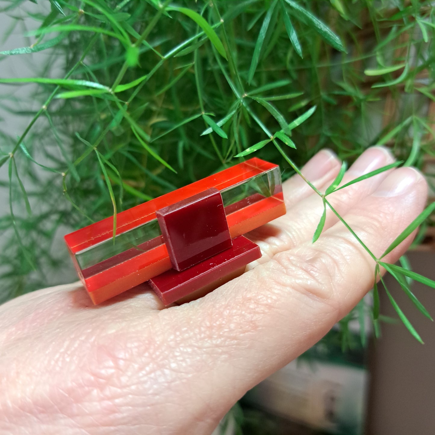 Bague Parallèle PM rouge FORMESPAZIO