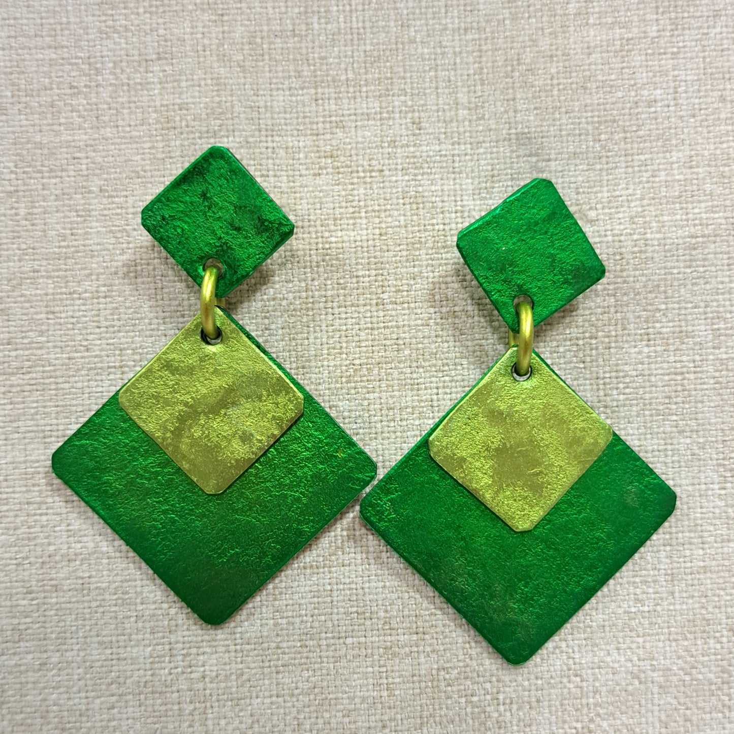 Boucles percées Losanges vert OANA MILLET