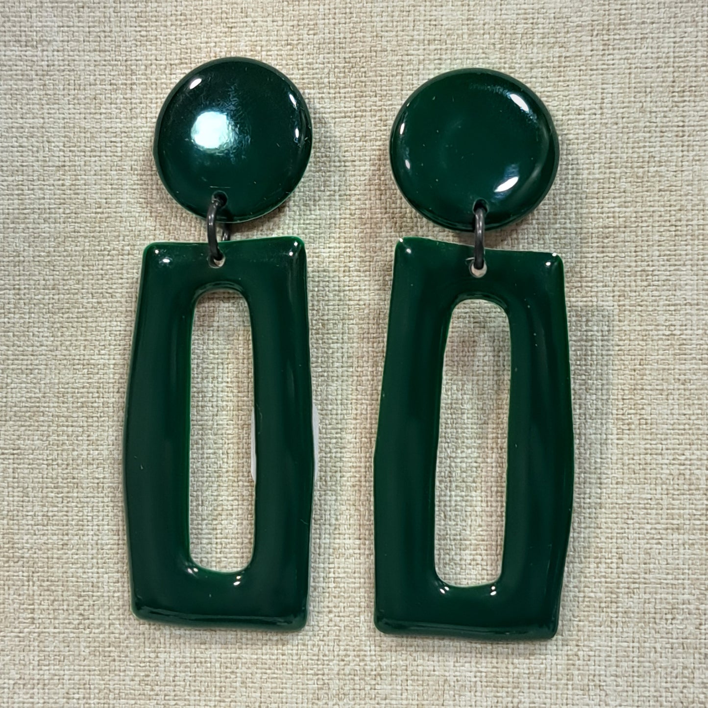 Boucles clips Rectangle GM vert foncé THIERRY JOO