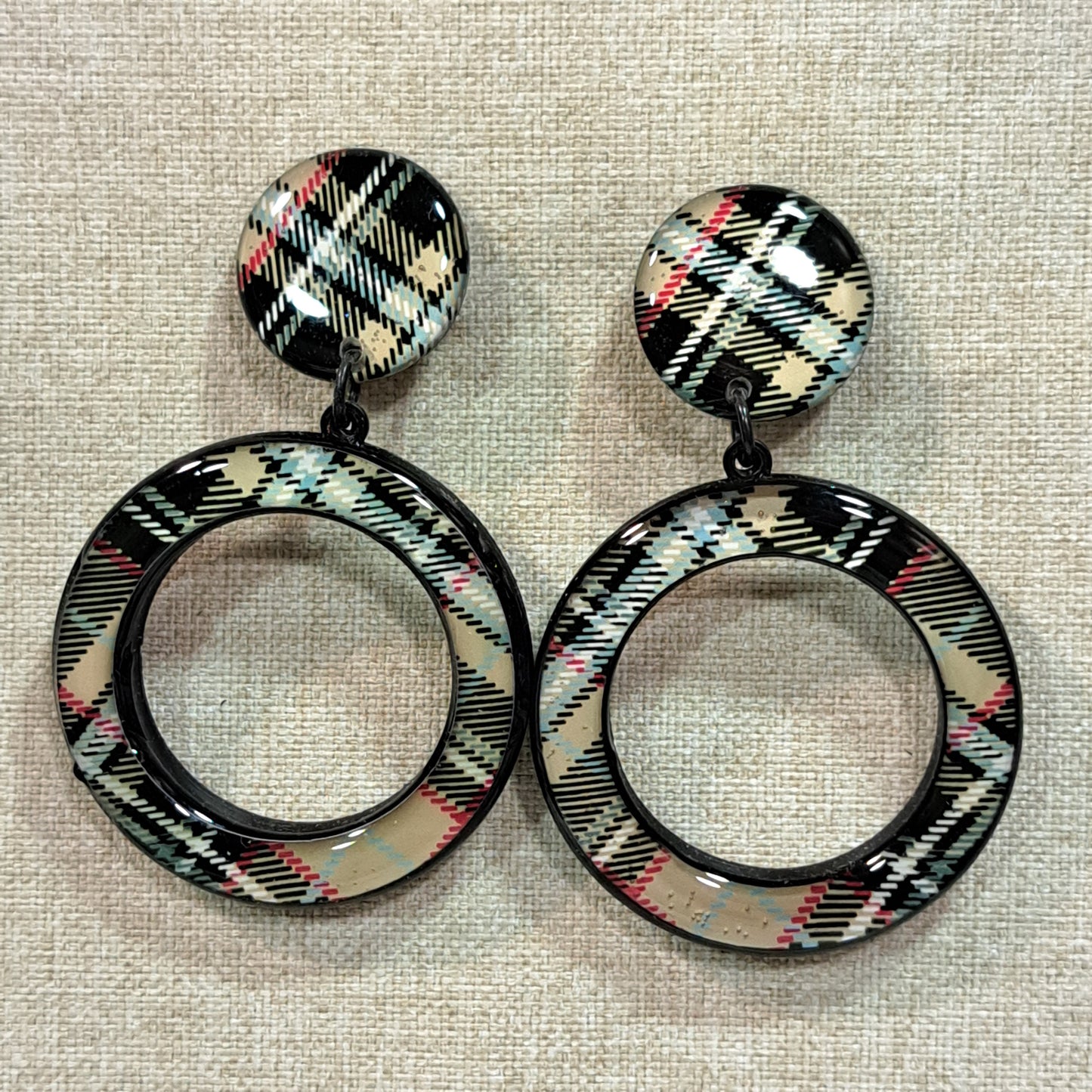 Boucles percées Créole écossais beige THIERRYJOO