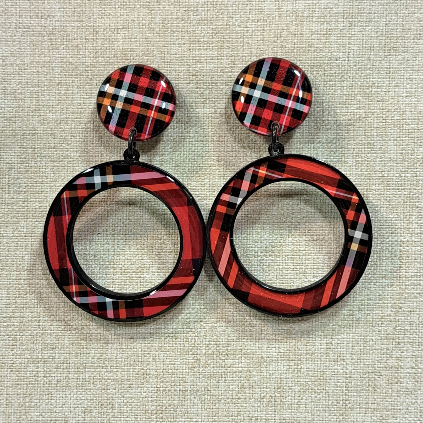 Boucles clips Créole écossais rouge THIERRYJOO