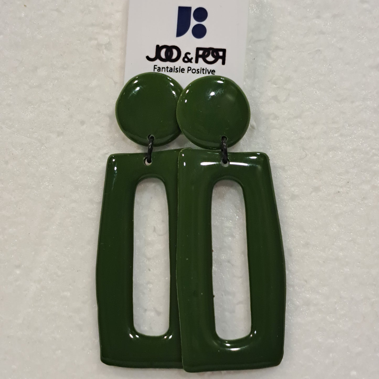 Boucles clips Rectangle GM vert kaki THIERRY JOO