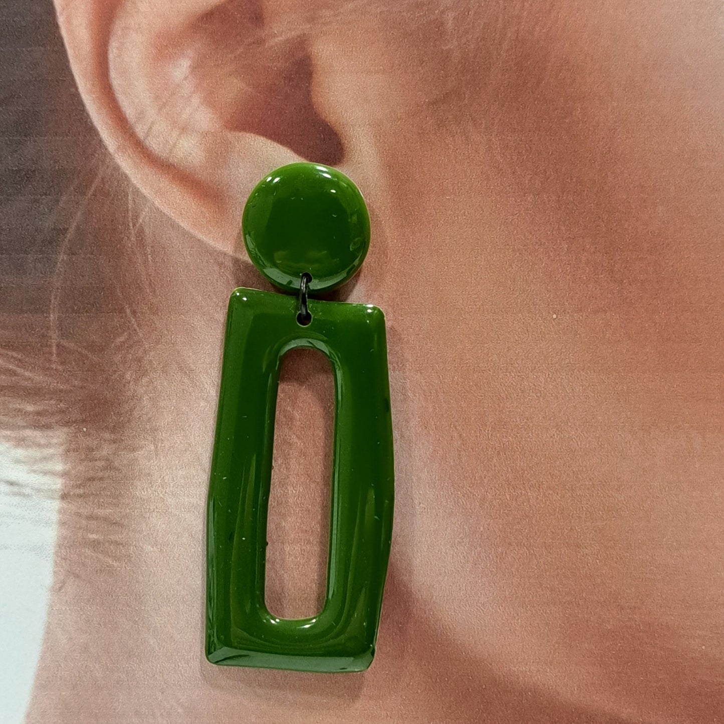 Boucles clips Rectangle GM vert kaki THIERRY JOO